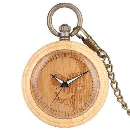Wooden Pocket Watch Skull