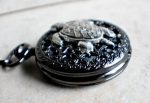 Turtle pocket watch battery operated in black. - Image 2