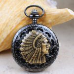 Indian Chief Black Pocket Watch